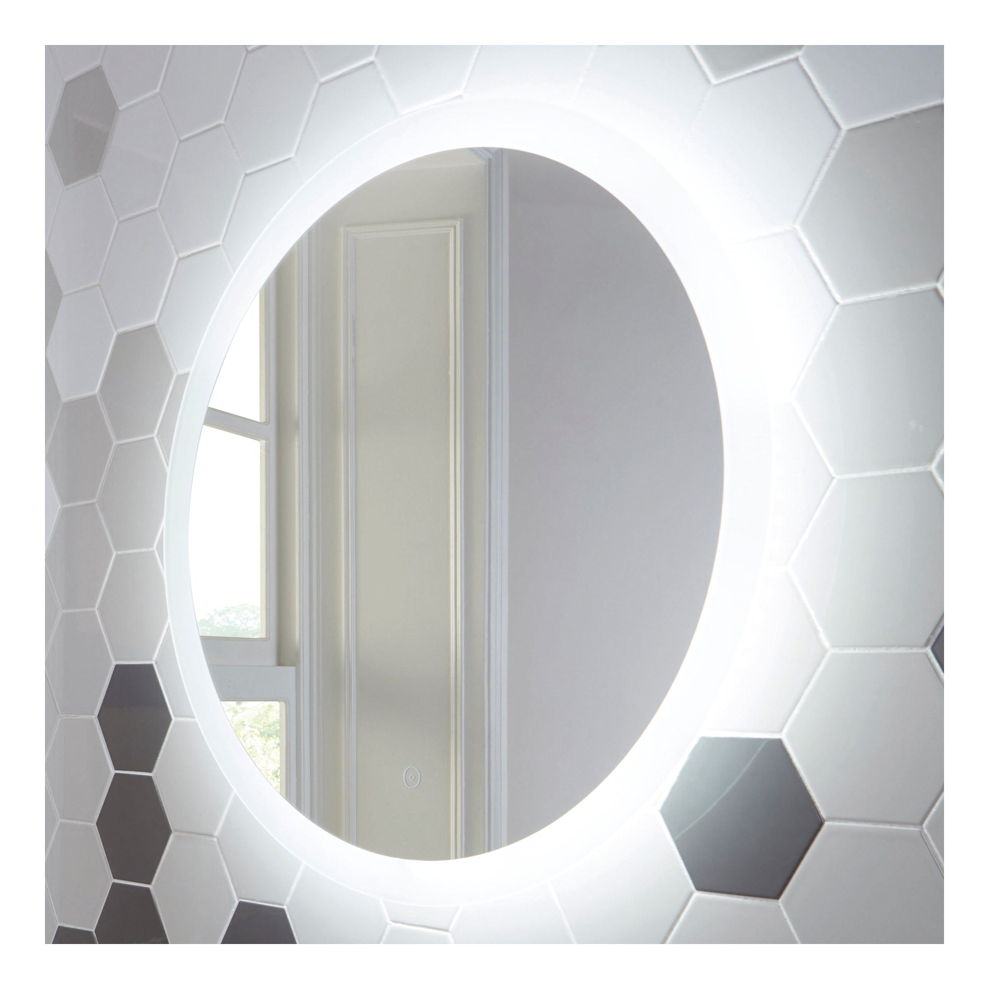 Lunar LED Mirror with Demister Pad 800 Dia Wall Mounted Bathroom Mirror