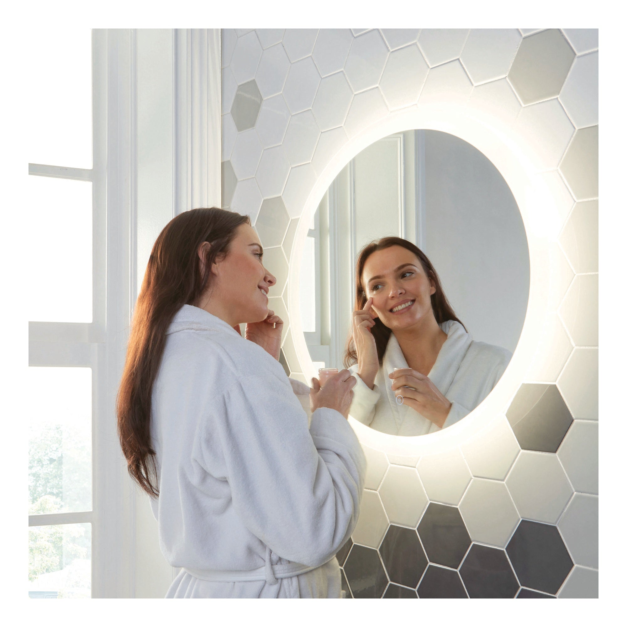 Lunar LED Mirror with Demister Pad 800 Dia Wall Mounted Bathroom Mirror