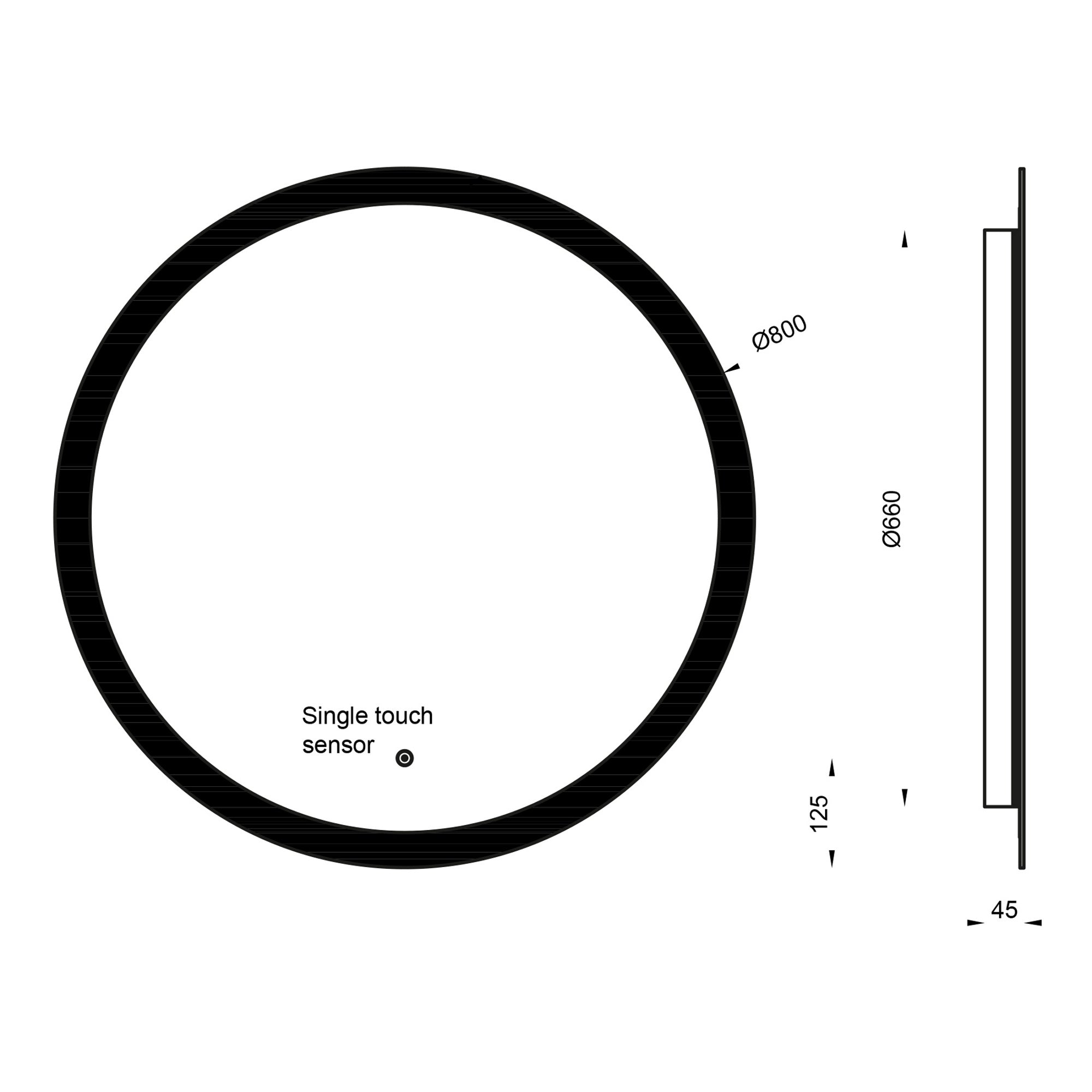 Lunar LED Mirror with Demister Pad 800 Dia Wall Mounted Bathroom Mirror