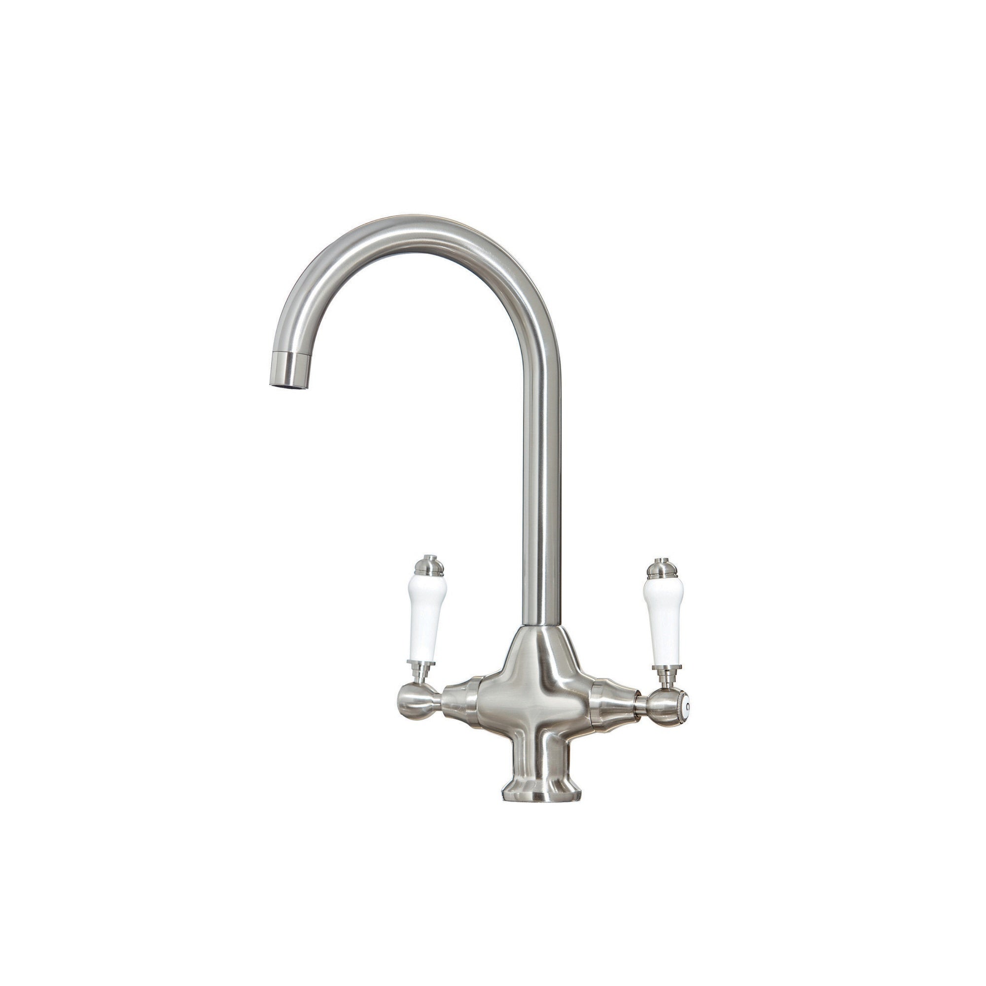 Harrogate Kitchen Tap Brushed Nickel Deck Mounted Lever Swivel Spout WRAS Approved
