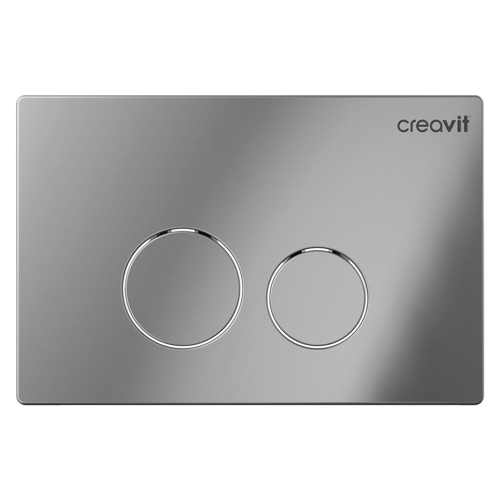 Creavit Rimless Wall Hung Toilet & Concealed Cistern Frame Set with Chrome Dual Flush Plate