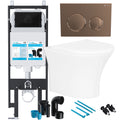 Bubly Bathrooms™ Rimless Wall Hung Toilet & Soft Close Seat with Viva Concealed Cistern Frame Set - Brushed Copper Flush Plate
