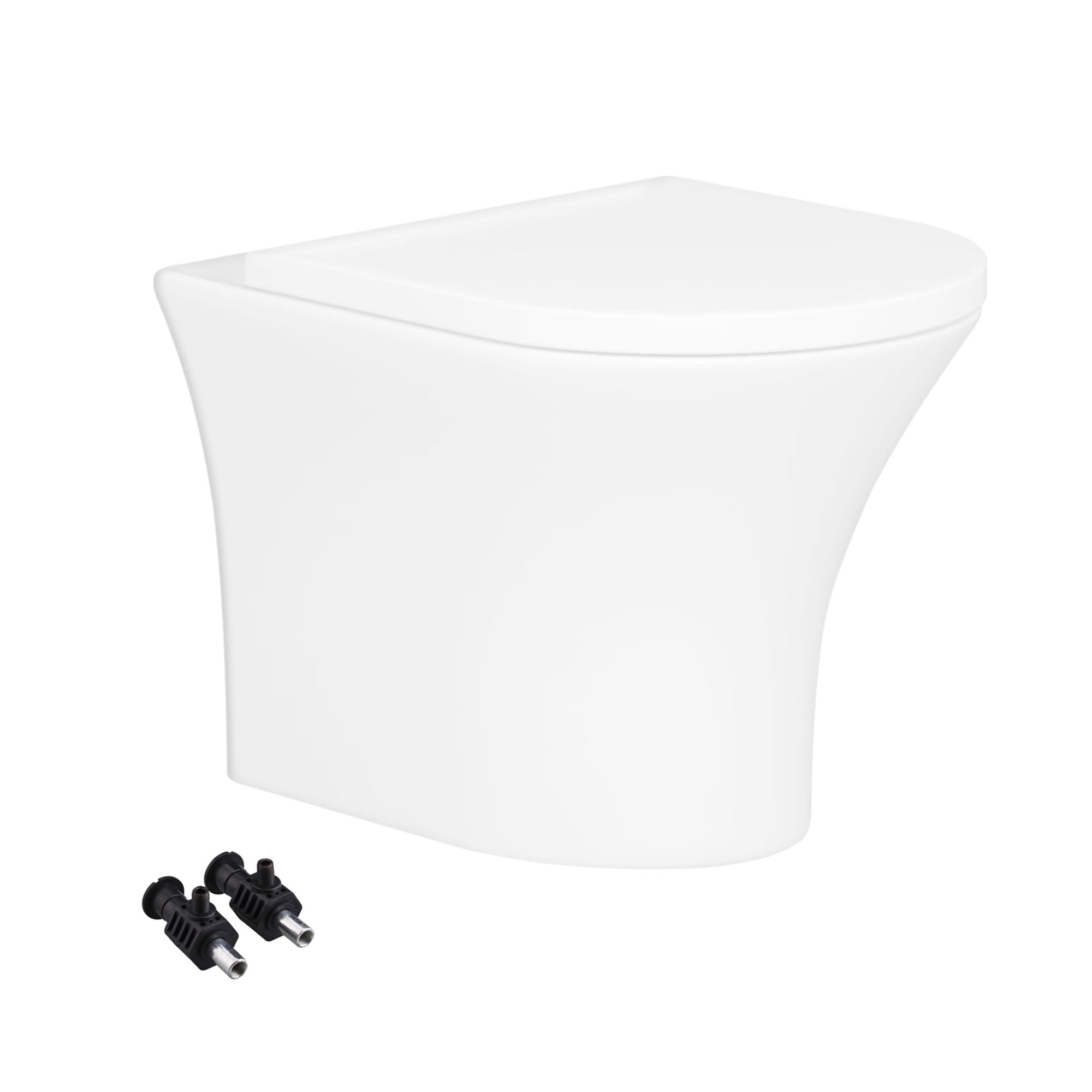 Rimless Wall Hung Toilet Pan with Concealed Cistern Fame - Chrome Flush Plate