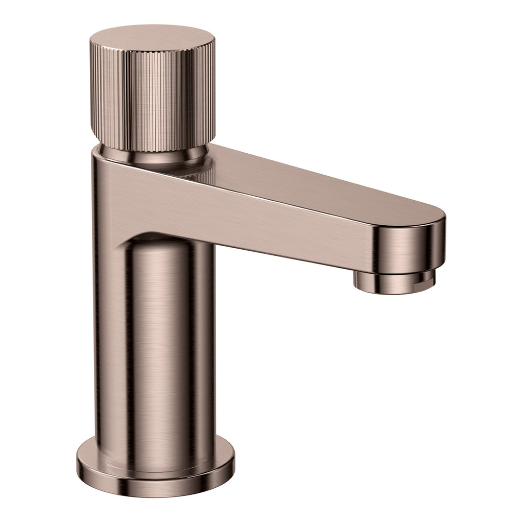 Luna Mini Basin Tap Brushed Bronze Brass Basin Mounted Fluted Mono Mixer