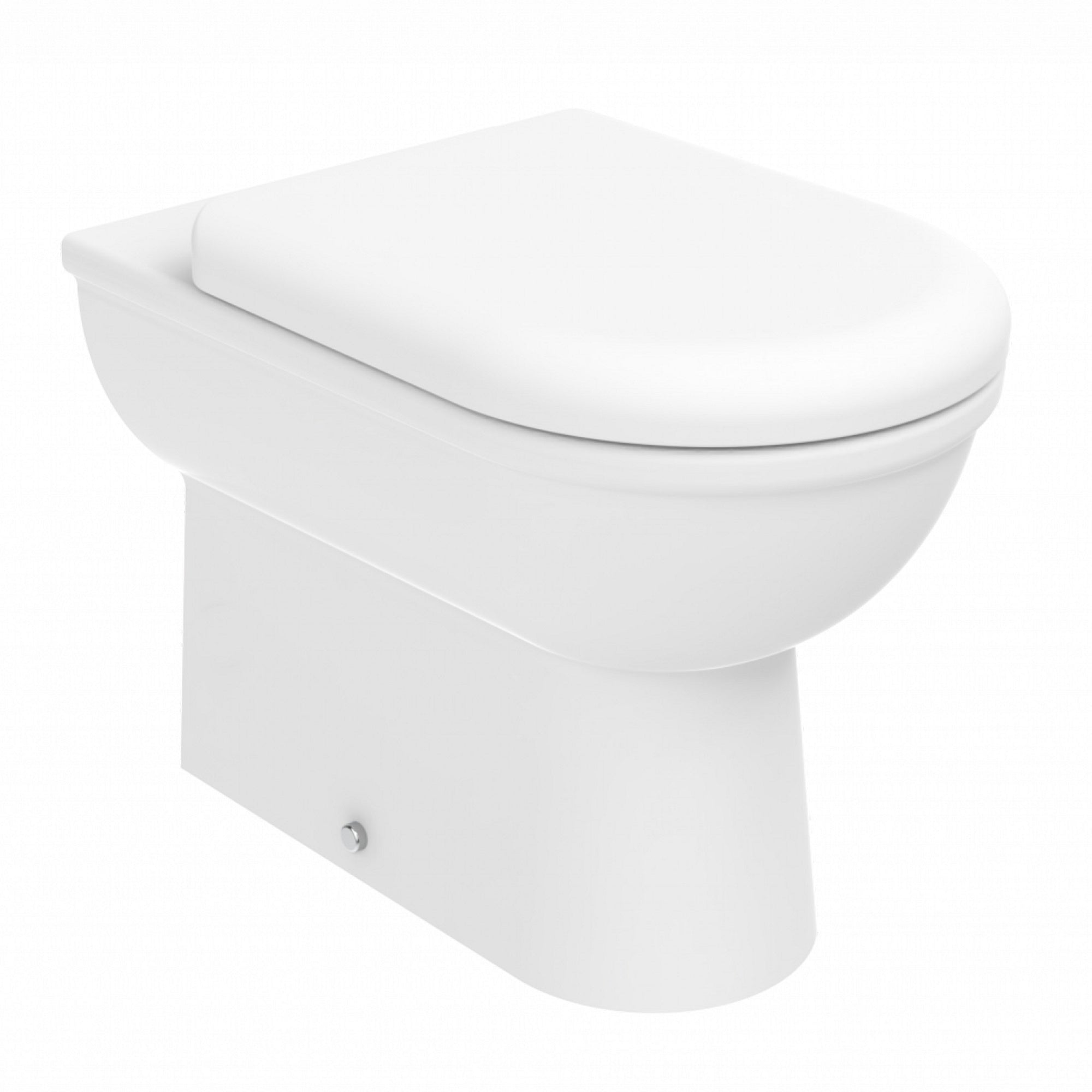 D Shape Back to Wall Toilet Pan Soft Close Seat & WRAS Concealed Cistern Set - Bottom Entry - Chrome Square Button