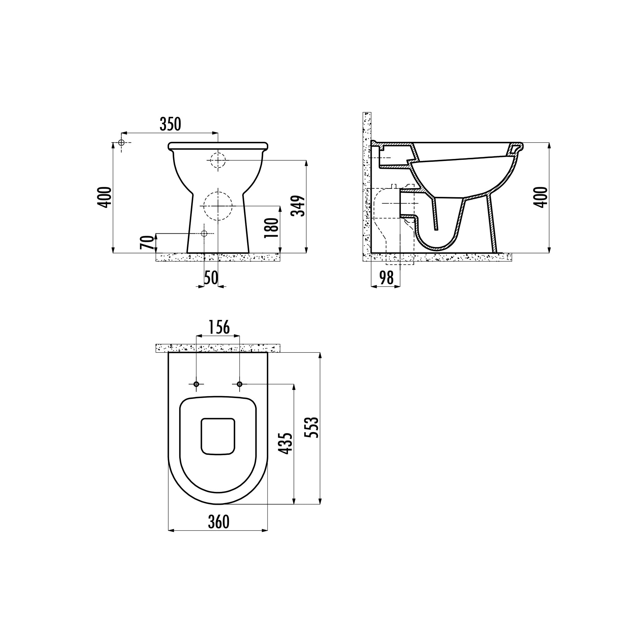 D Shape Back to Wall Toilet Pan Soft Close Seat & WRAS Concealed Cistern Set - Bottom Entry - Matt Black Plate