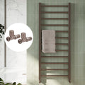 Bubly Bathrooms™ 500 x 1200mm Brushed Bronze Heated Bathroom Towel Warmer Ladder Rail Radiator & Straight Radiator Valves
