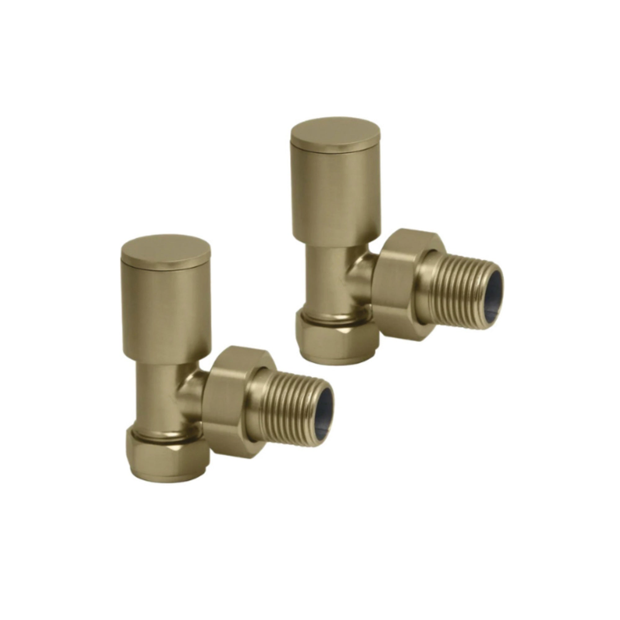 Brushed Brass Bathroom Straight Heated Towel Rail Radiator 500 x 800 & Angled Manual Valves