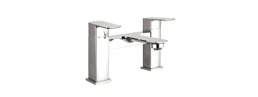 Rounded Square Chrome Basin Tap & Bath Filler Tap Pack Including Full Cover Slotted Basin Waste