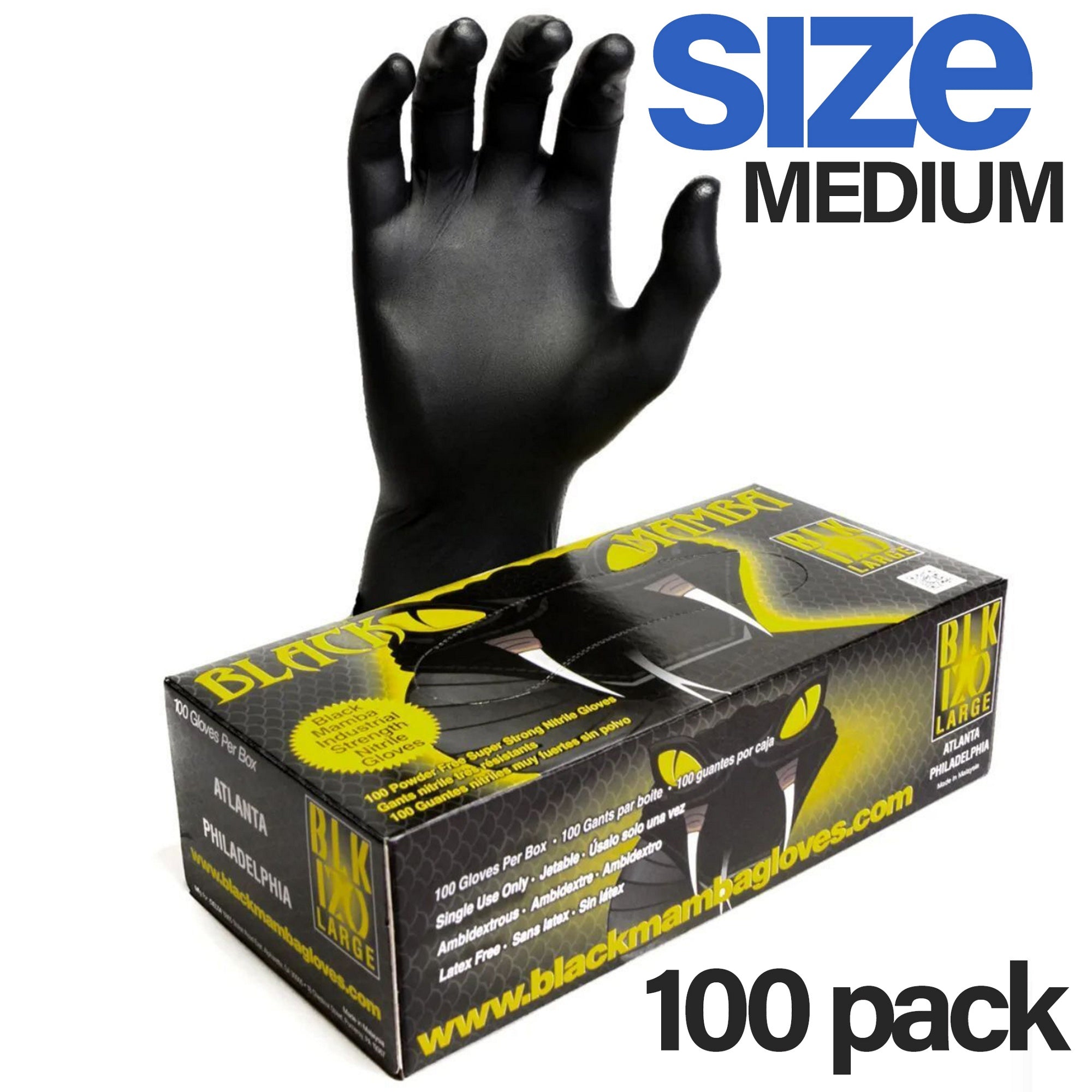 Mam Black Nitrile Workshop Gloves, Medium - Box of 100 Heavy-Duty 6mil Thick for Superior Protection