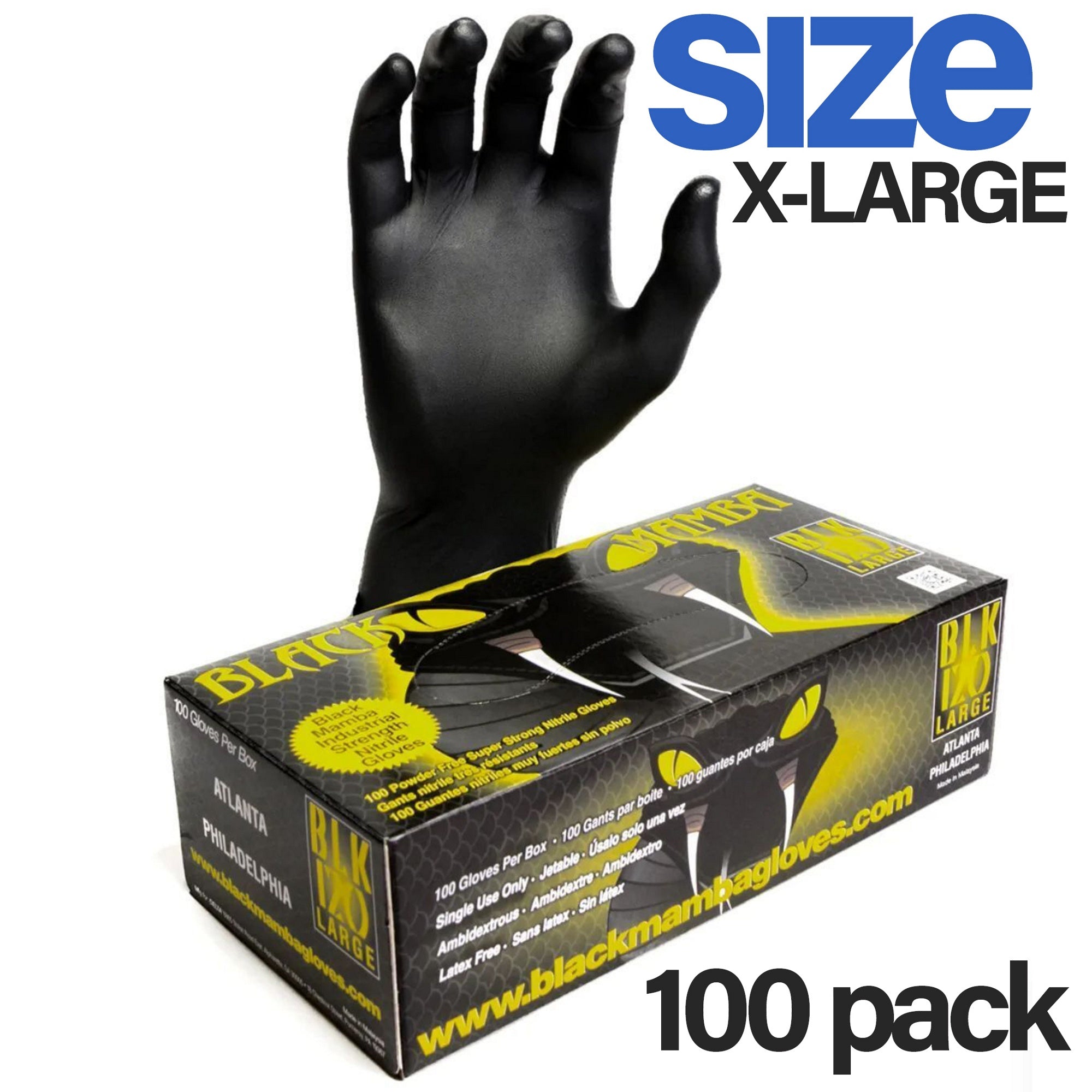 Black Mam Workshop 6mil Nitrile Disposable Gloves X-Large, Box of 100 - Heavy-Duty Chemical & Puncture Resistant