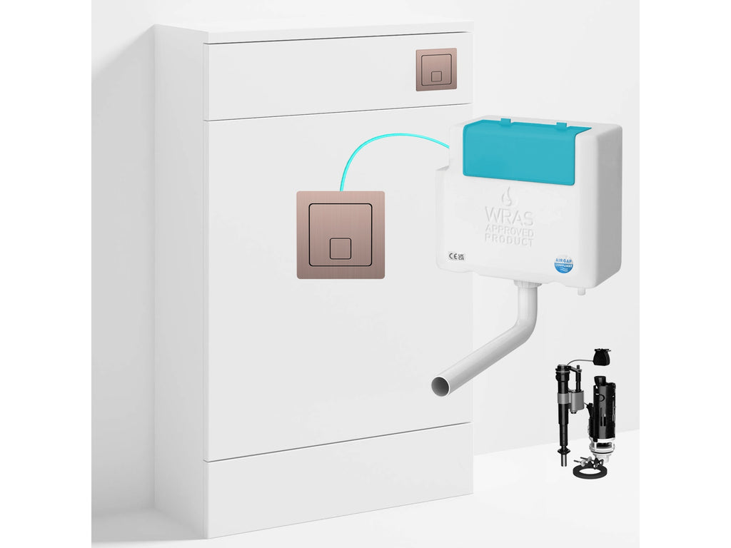 Bubly Bathrooms™ 500mm WC Unit & Bottom-Entry Concealed Cistern -  Square Brushed Bronze Dual Flush Plate
