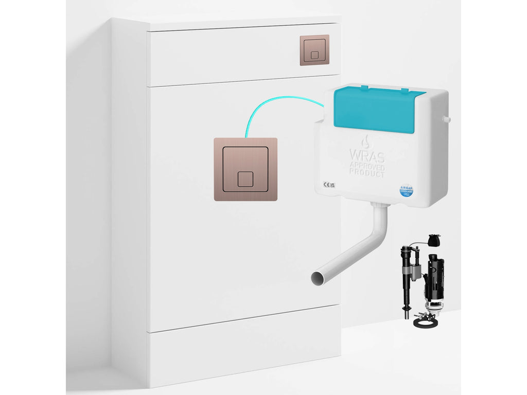 Bubly Bathrooms™ 500mm WC Unit & Side-Entry Concealed Cistern -  Square Brushed Bronze Dual Flush Plate
