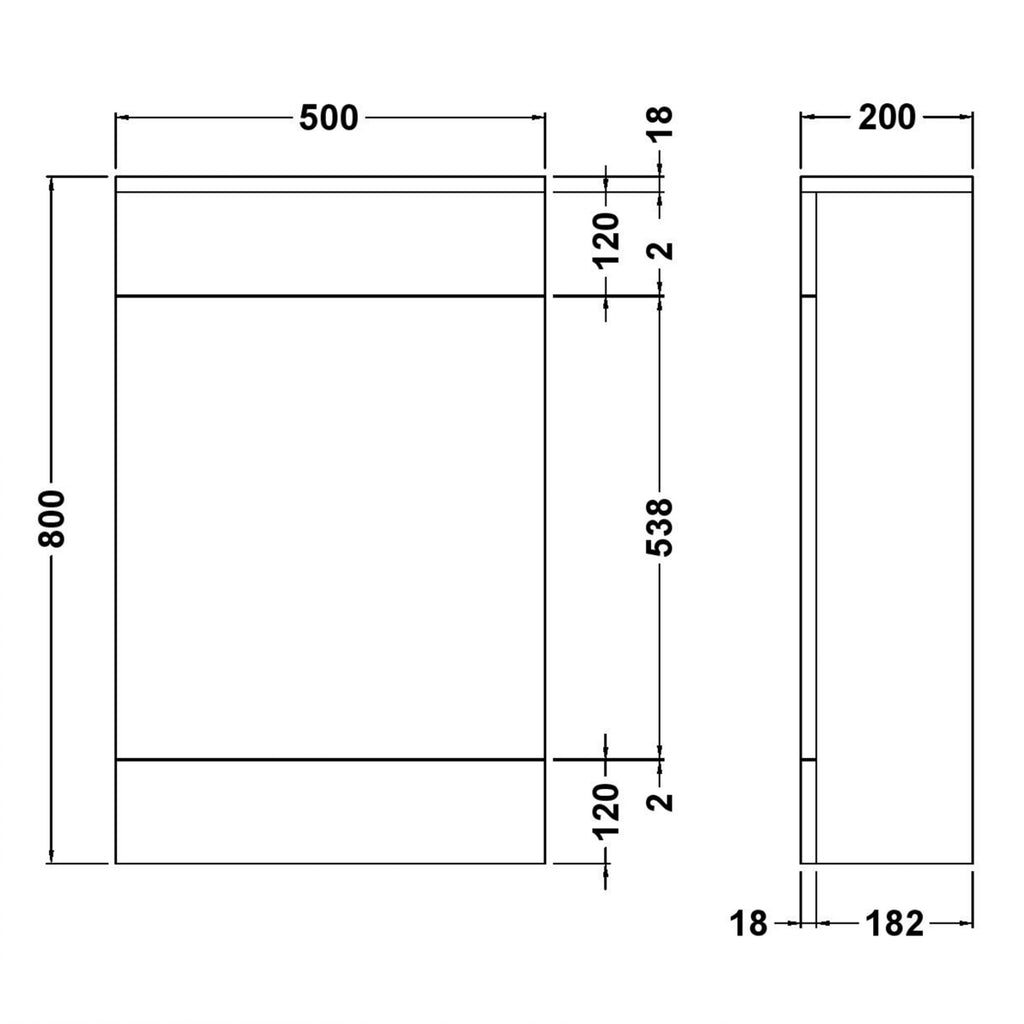 Bubly Bathrooms™ 500mm WC Unit & Side-Entry Concealed Cistern -  Square Brushed Bronze Dual Flush Plate