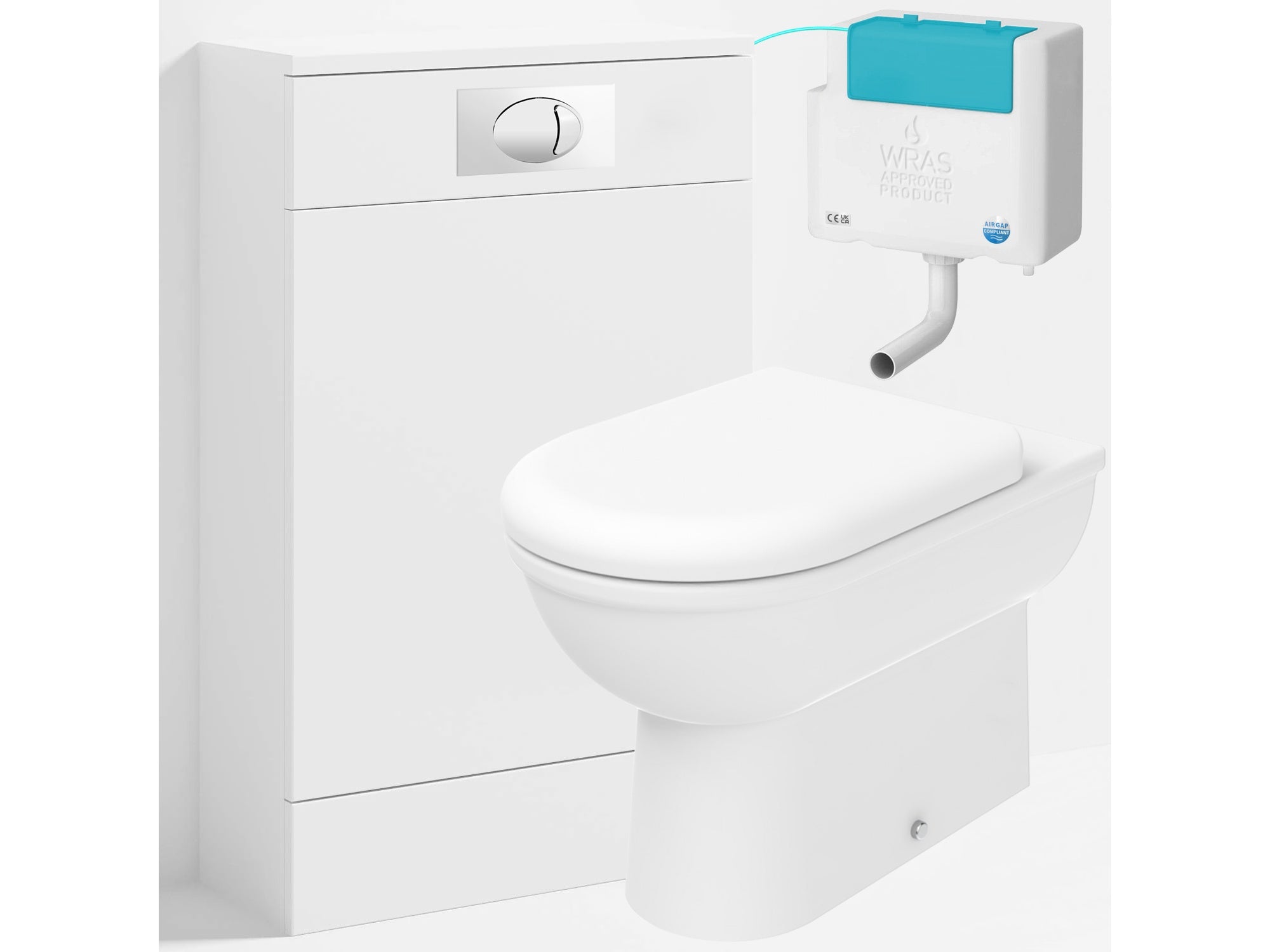 Bubly Bathrooms™ D Shape Back to Wall Toilet with 500mm WC Unit & Bottom-Entry Concealed Cistern - Chrome Dual Flush Plate