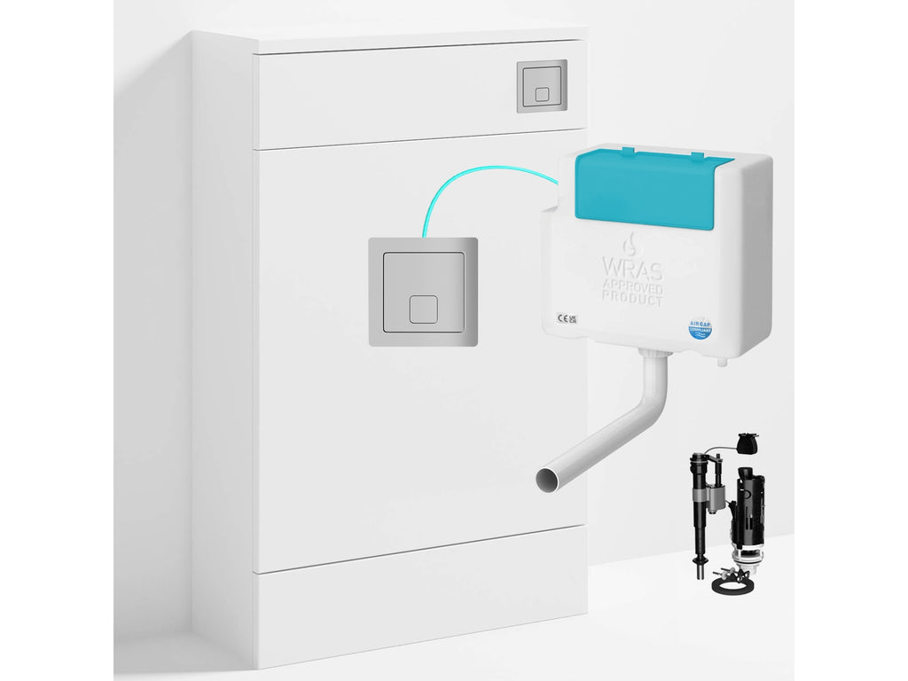 Bubly Bathrooms™ 500mm WC Unit & Bottom-Entry Concealed Cistern -  Square Chrome Dual Flush Plate