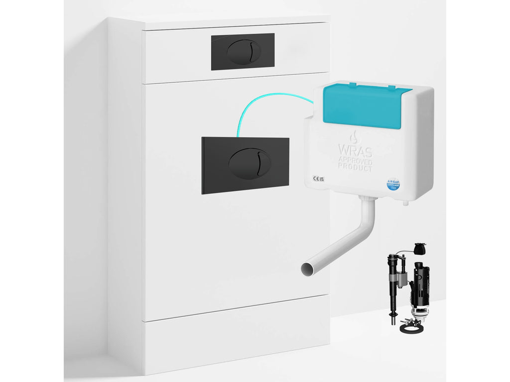 Bubly Bathrooms™ 500mm WC Unit & Bottom-Entry Concealed Cistern -  Matt Black Dual Flush Plate