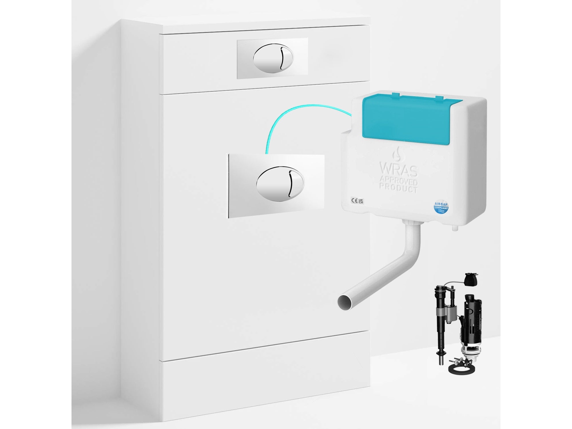 Bubly Bathrooms™ 500mm WC Unit & Bottom-Entry Concealed Cistern -  Chrome Dual Flush Plate