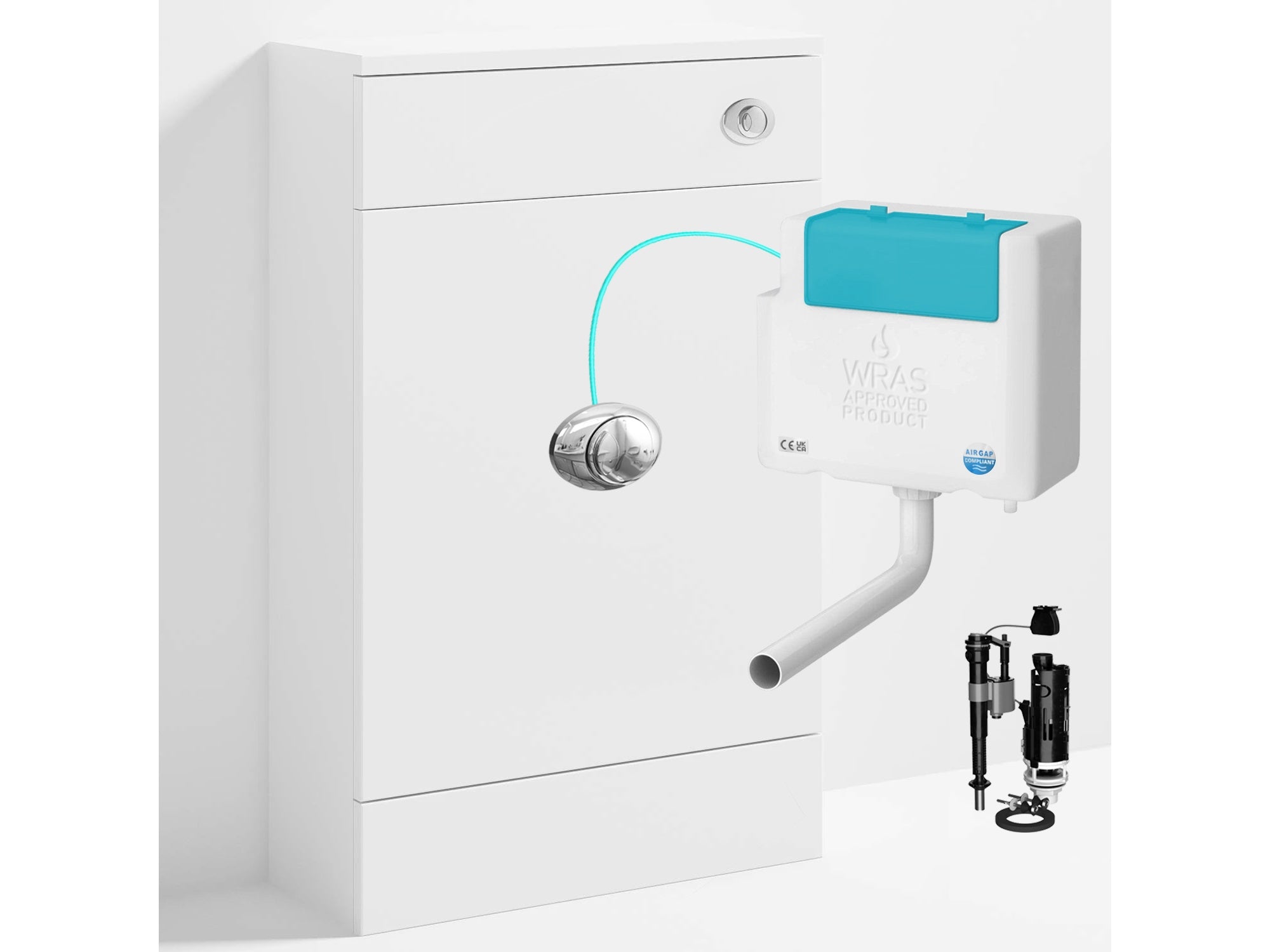 Bubly Bathrooms™ 500mm WC Unit & Bottom-Entry Concealed Cistern -  Chrome Oval Button