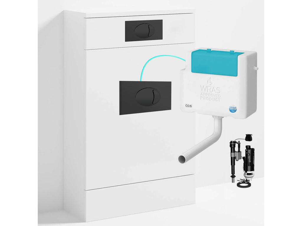 Bubly Bathrooms™ 500mm WC Unit & Side-Entry Concealed Cistern -  Matt Black Dual Flush Plate