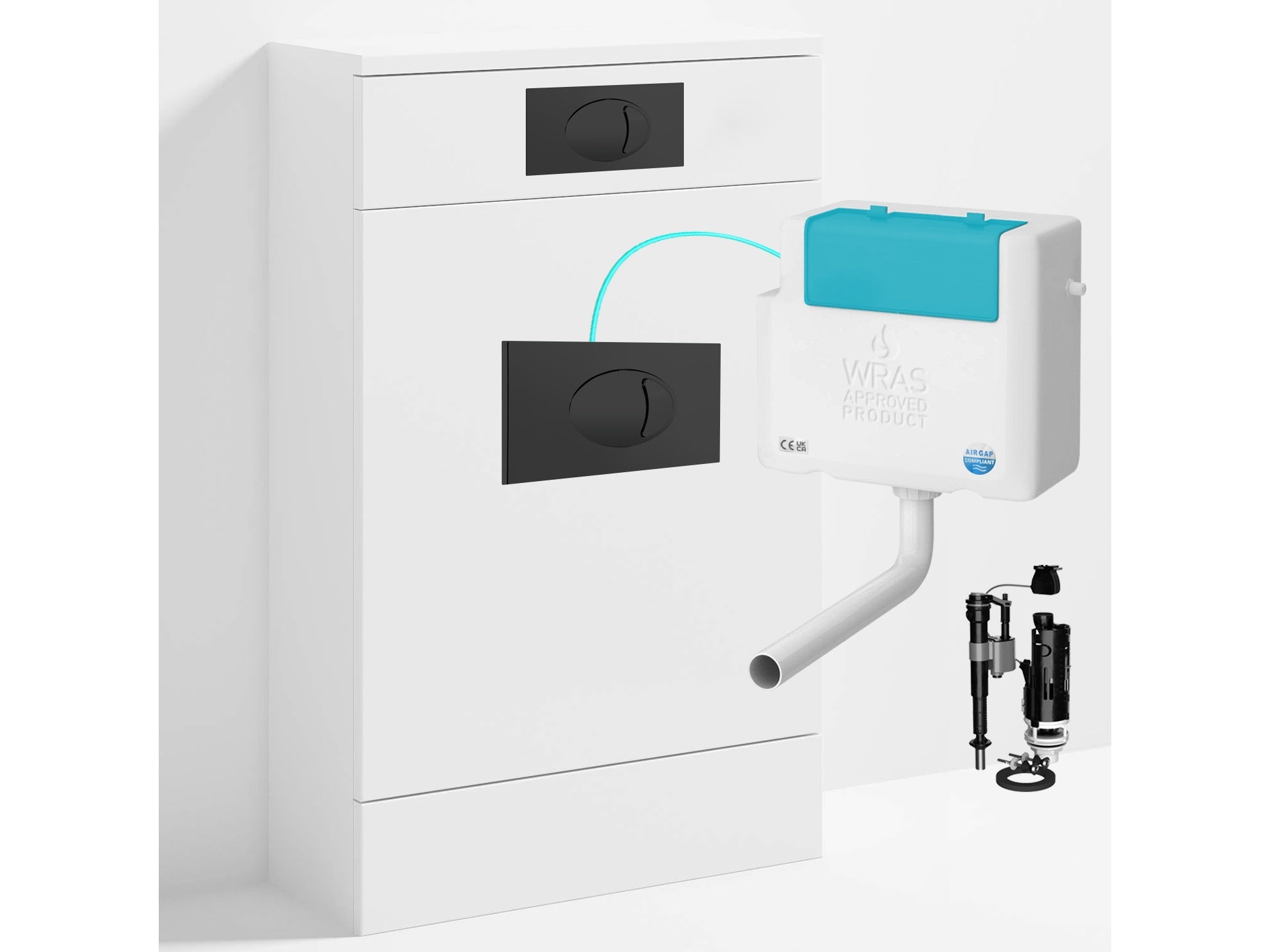 Bubly Bathrooms™ 500mm WC Unit & Side-Entry Concealed Cistern -  Matt Black Dual Flush Plate