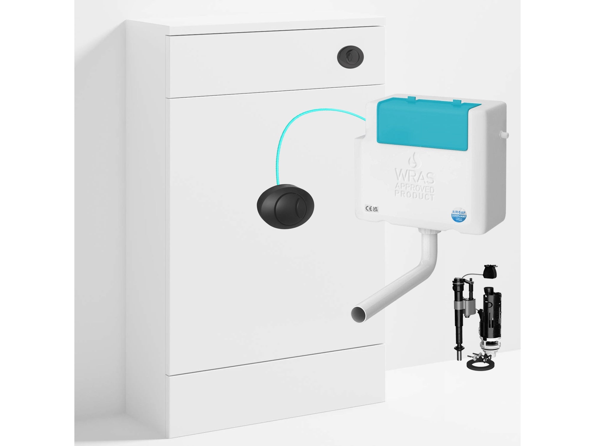Bubly Bathrooms™ 500mm WC Unit & Side-Entry Concealed Cistern - Black Oval Button