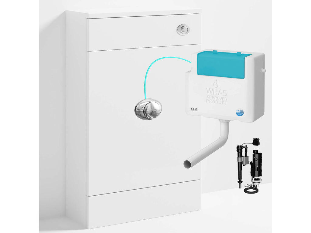 Bubly Bathrooms™ 500mm WC Unit & Side-Entry Concealed Cistern -  Chrome Oval Button