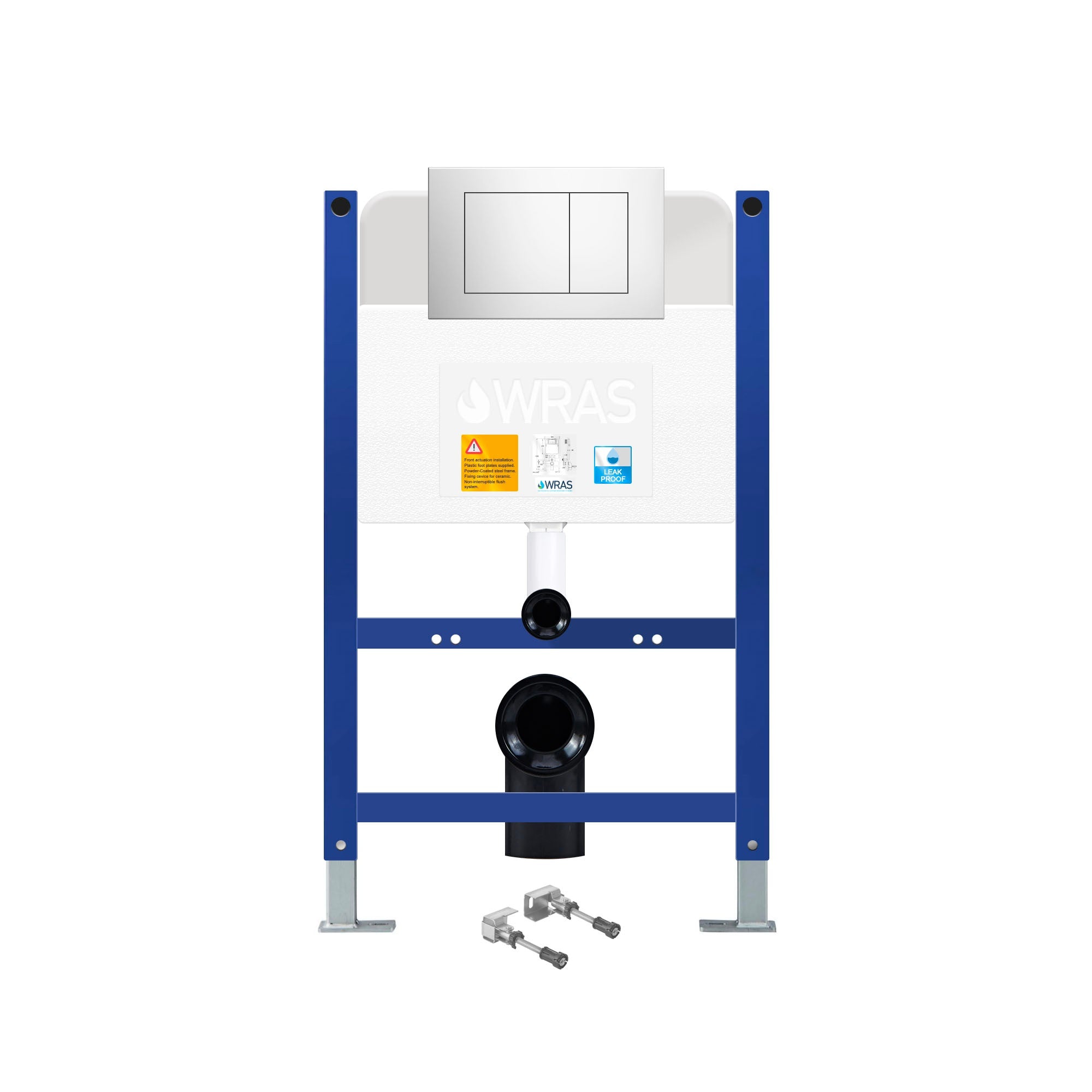 Bubly Bathrooms™ Low Height 0.8m Concealed Wall Hung Toilet Cistern Frame with Polished Chrome Dual Flush Plate