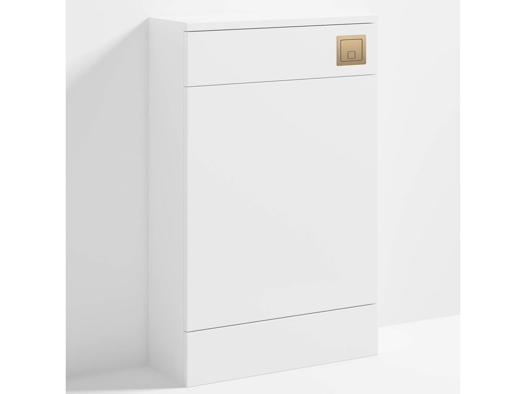 Bubly Bathrooms™ D Shape Back to Wall Toilet with 500mm WC Unit & Universal Concealed Cistern - Brushed Brass Square Button
