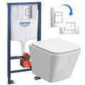 Grohe & Bubly Bathrooms Wall Hung Rimless Toilet Set with Concealed Cistern & Soft-Close Seat