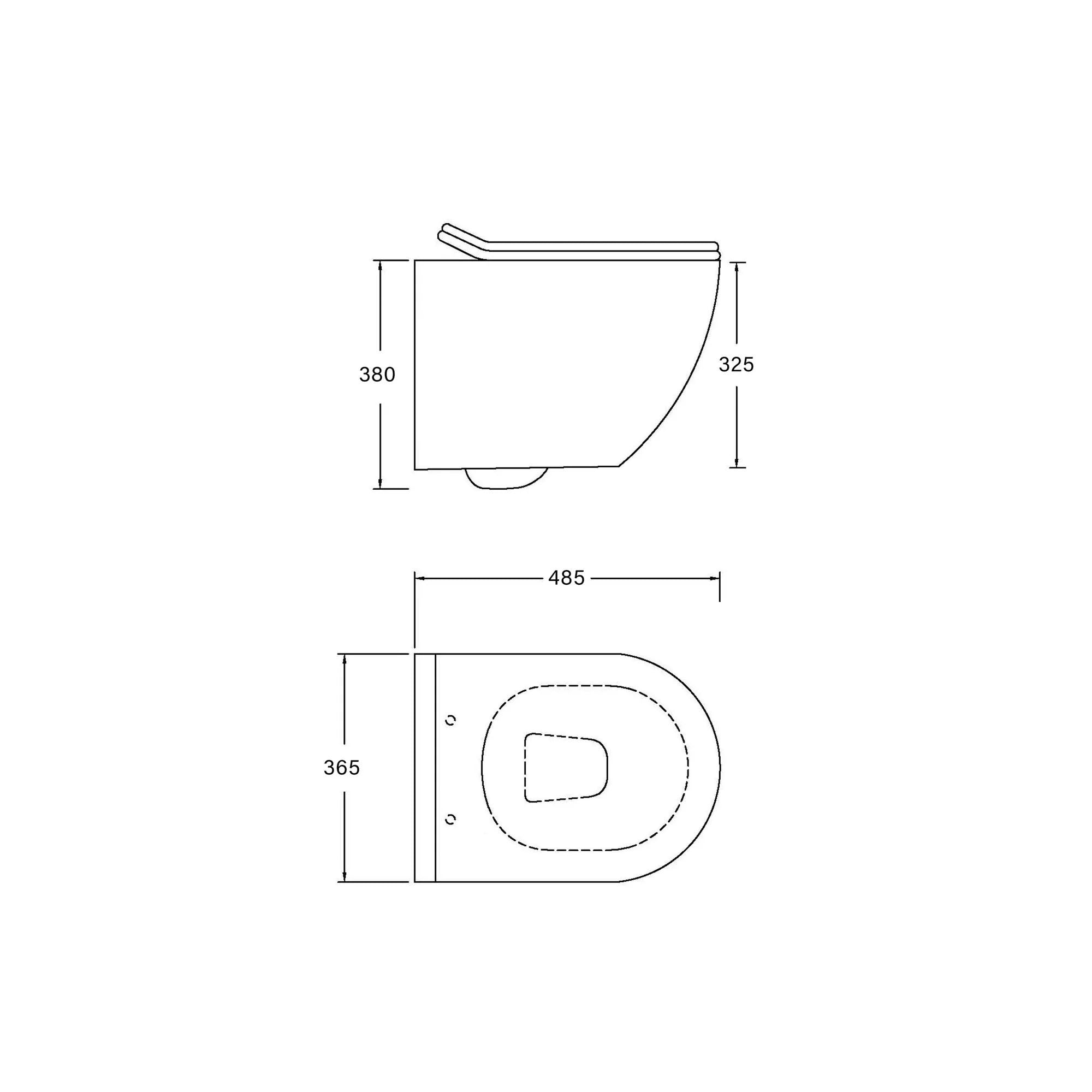 Rimless Wall Hung Toilet Pan with Concealed Cistern Fame - Matt Black Flush Plate