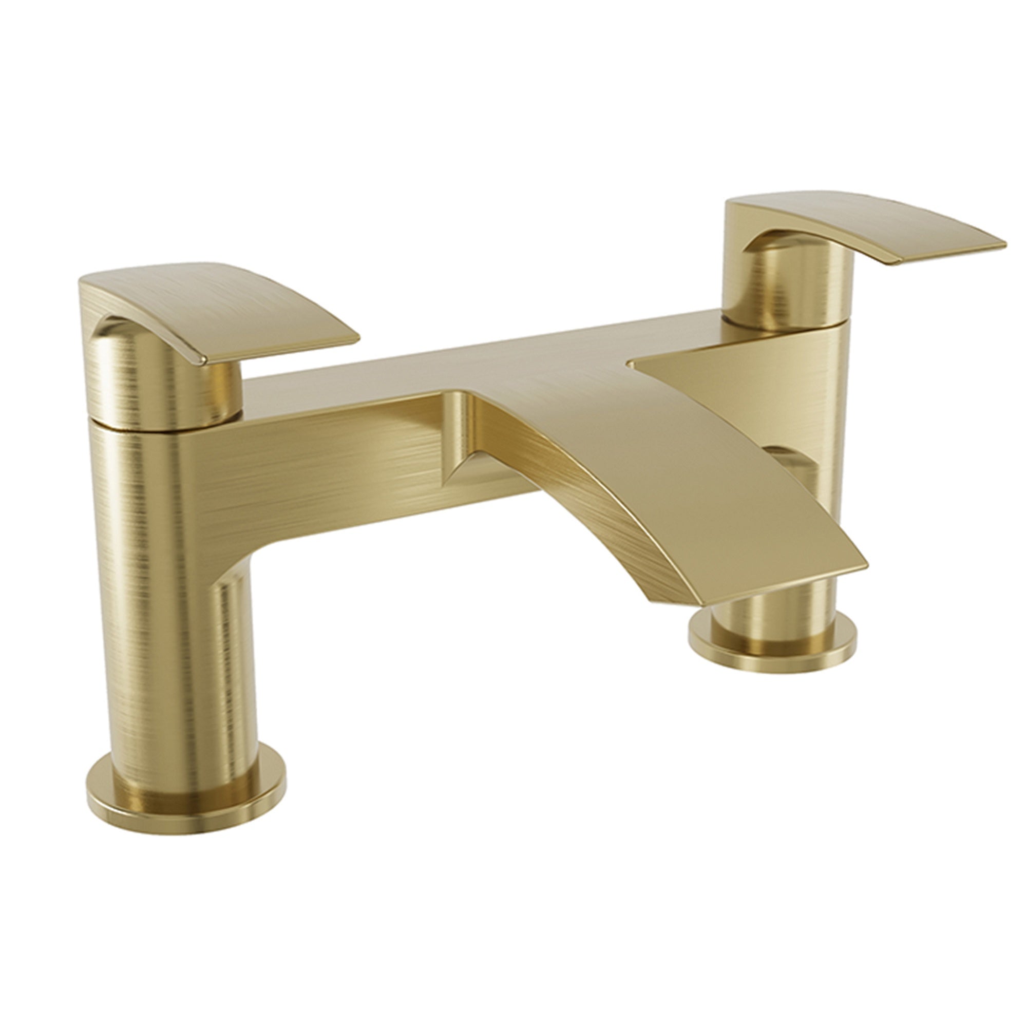 Brushed Brass Bathroom Bath Filler Mixer Tap Contemporary Waterfall Deck Mounted