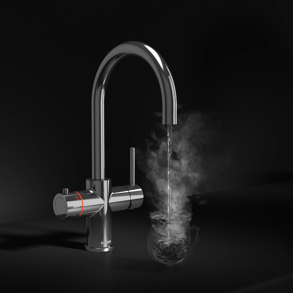 KOGE 98c Boiling Water Tap 3-in-1 Swan Spout Chrome with Tank and Filter
