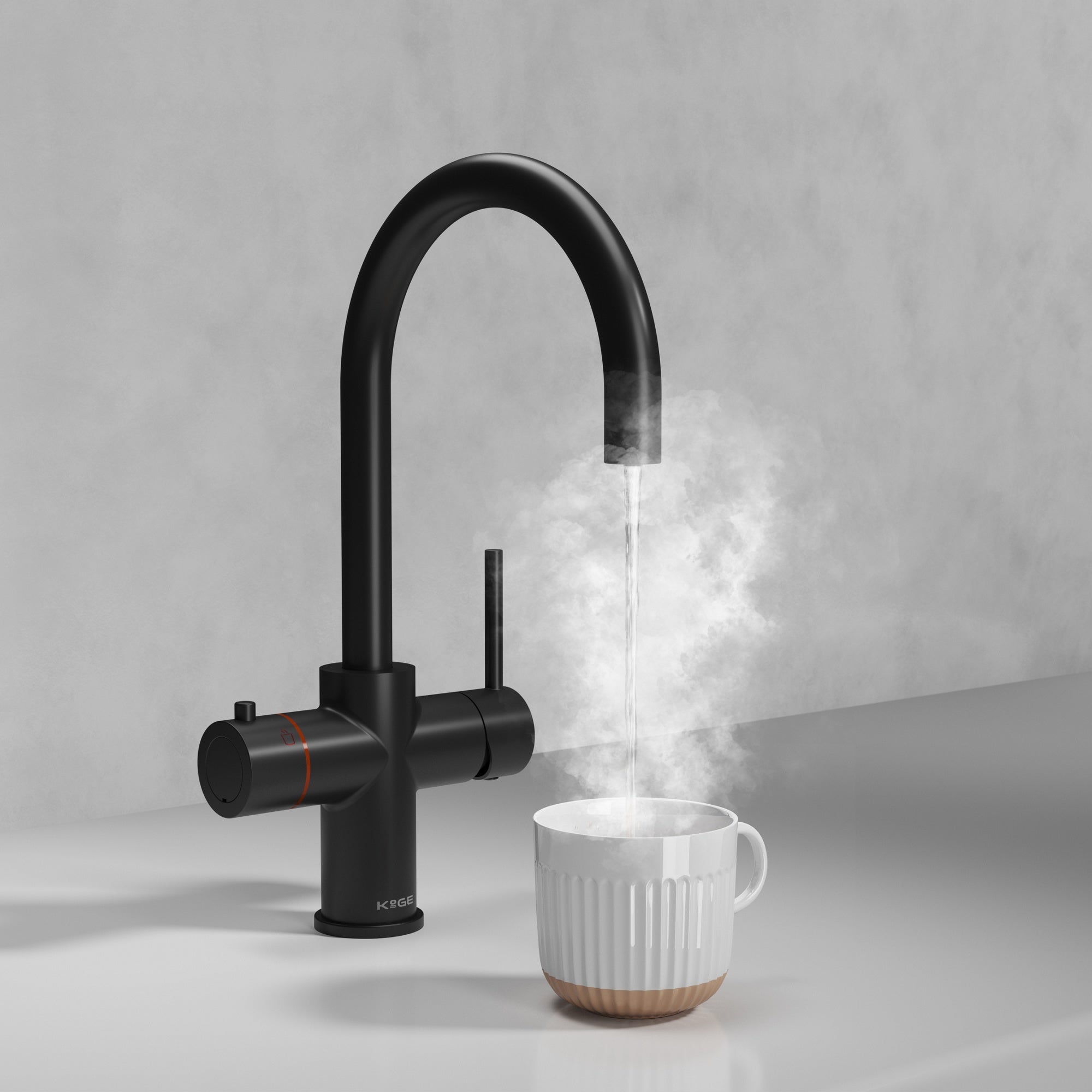 KOGE 98c Boiling Water Tap 3-in-1 Swan Spout Matte Black with Tank and Filter