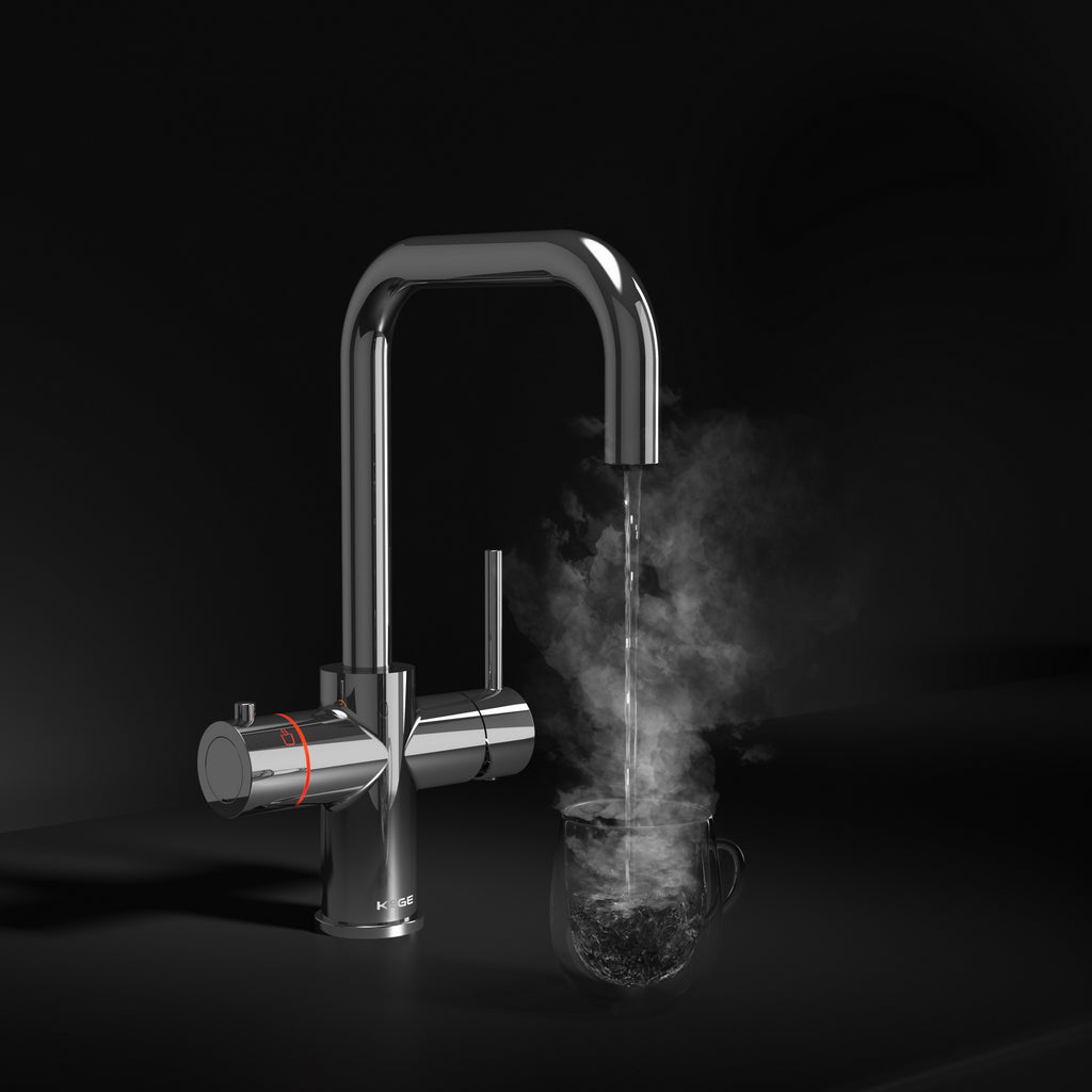 KOGE 98c Boiling Water Tap 3-in-1 Square Spout Chrome with Tank and Filter