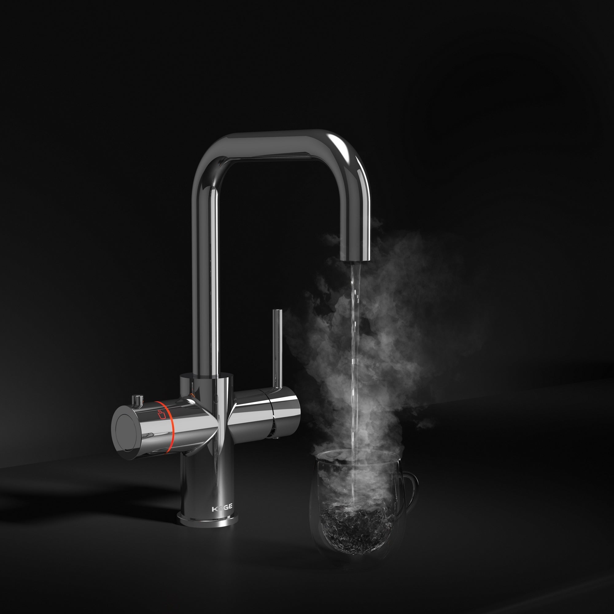 KOGE 98c Boiling Water Tap 3-in-1 Square Spout Chrome with Tank and Filter