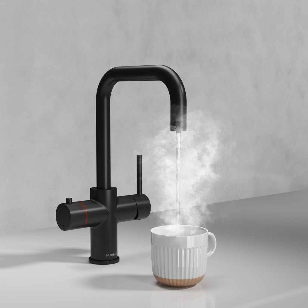 KOGE 98c Boiling Water Tap 3-in-1 Square Spout Matte Black with Tank and Filter