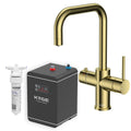 KOGE 98c Boiling Water Tap 3-in-1 Square Spout Brushed Brass with Tank and Filter