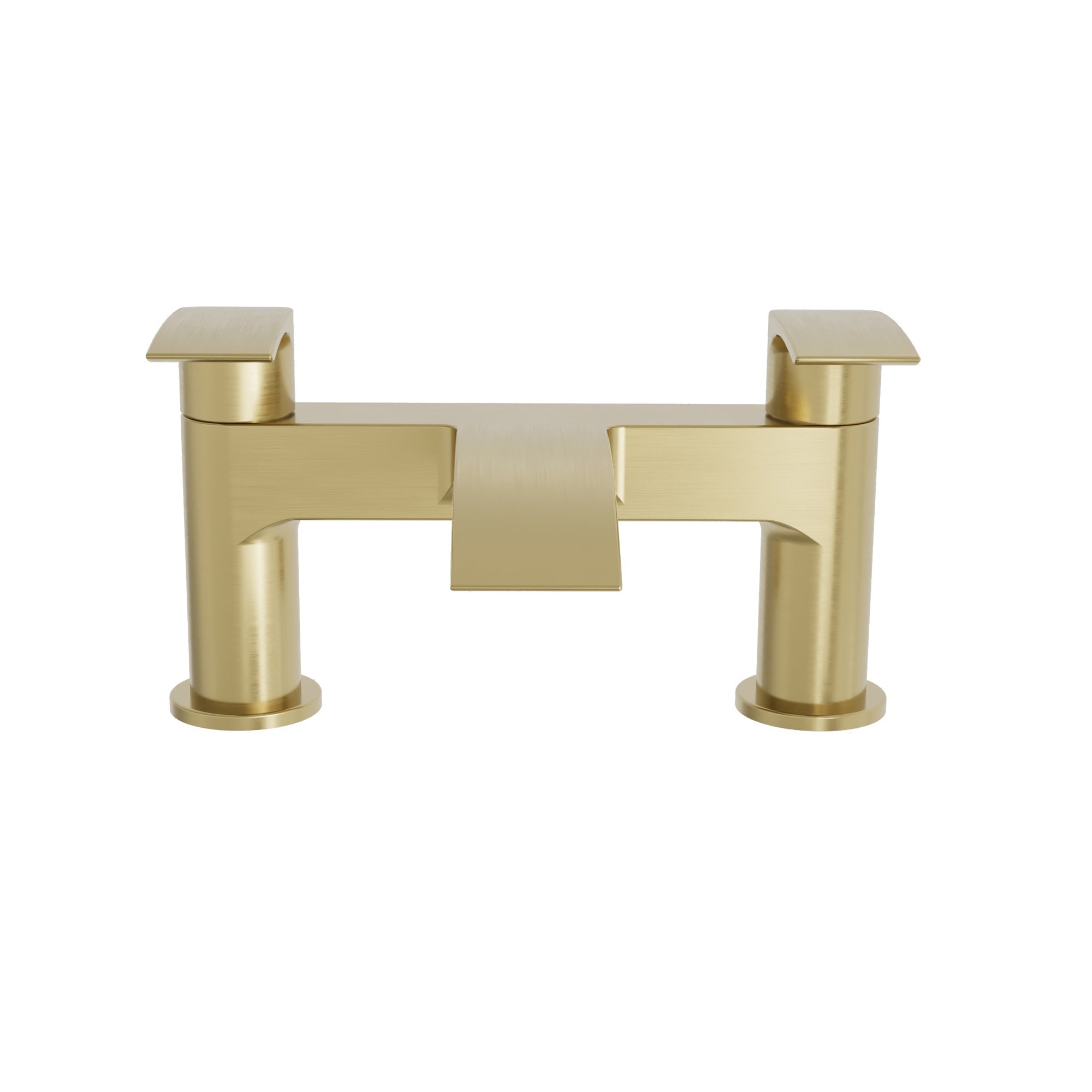 FNX Bathrooms Brushed Brass Waterfall Basin & Bath Filler Tap Pack, Modern, Durable, Easy Fit for DIY