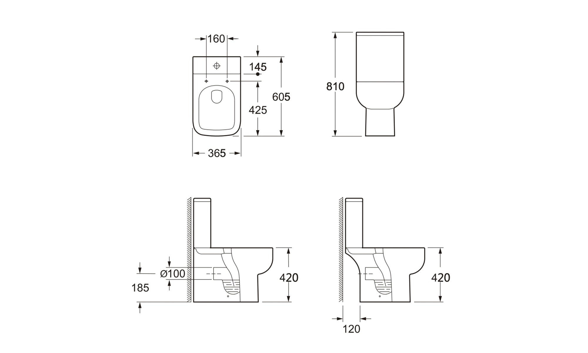 Modern Bathroom Suite 1700 x 700 Bath, Waterproof Front Panel, Close Coupled WC, 2 Door Vanity Unit, Shower & Tap Set