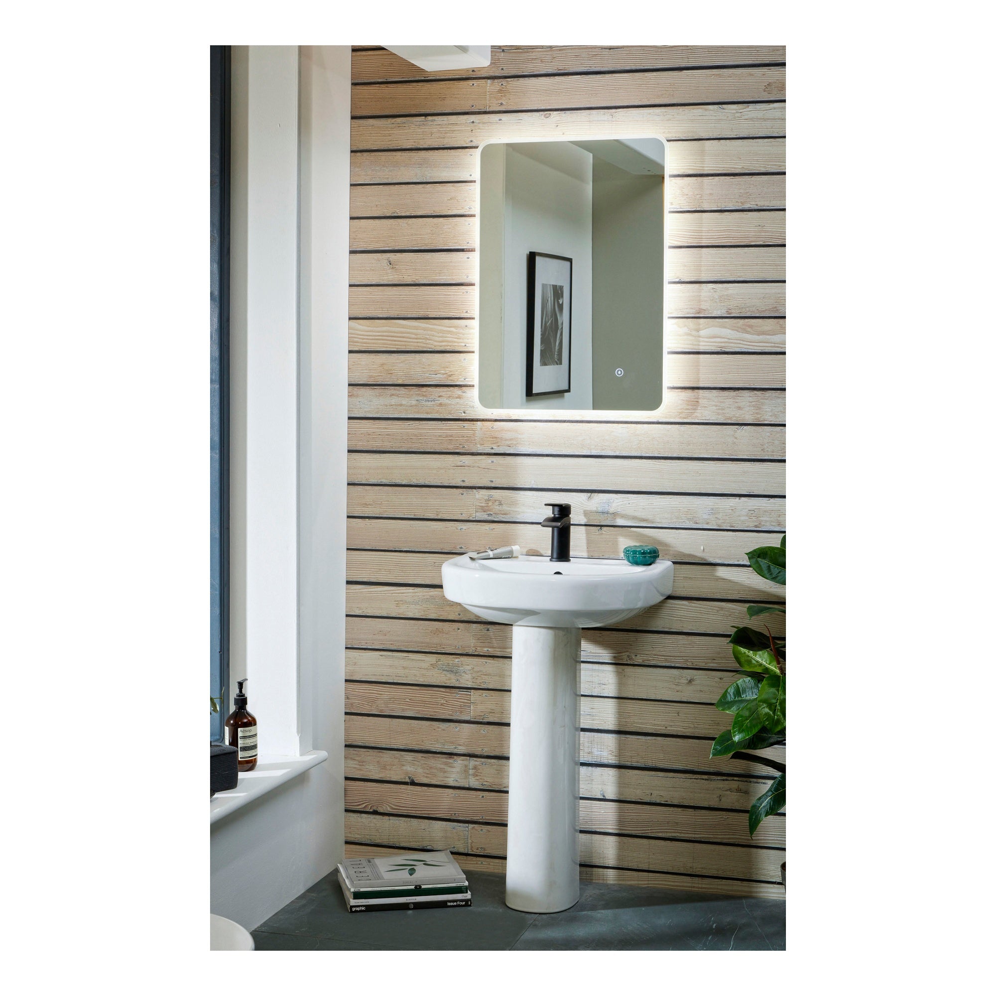 Demist LED Mirror Vertical Potrait Wall Mounted LED Bathroom