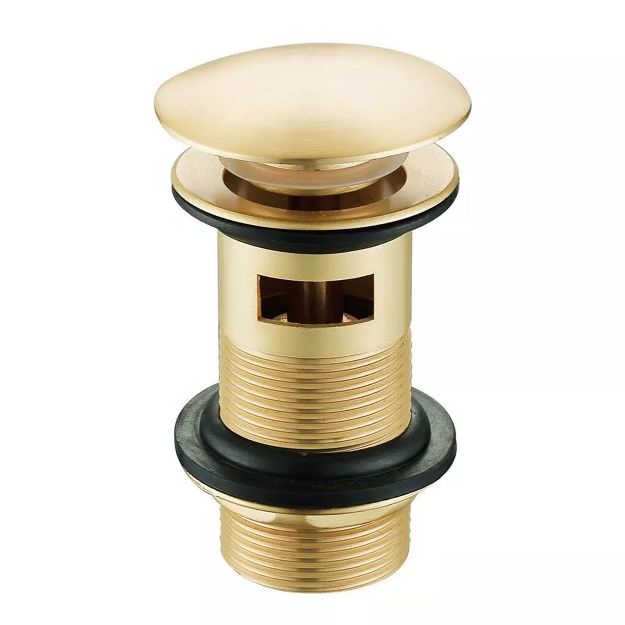 Brushed Brass Basin Mixer Tap Bathroom Sprung Slotted Waste