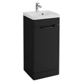 Compact 400mm Matt Black Freestanding Bathroom Vanity Unit with Integrated Basin & Storage