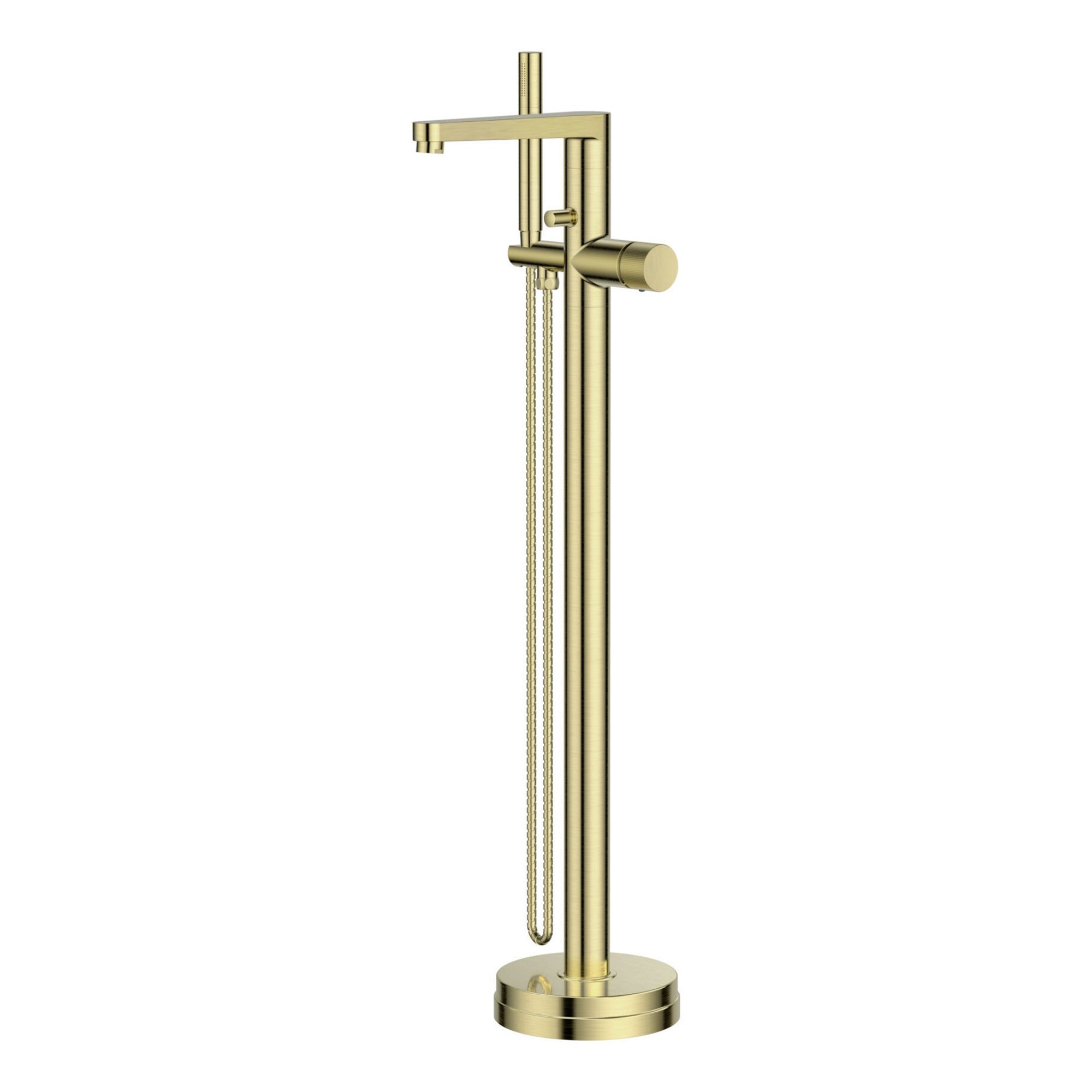 KOKO Freestanding Bath Shower Mixer Tap with Handheld Shower - Brushed Brass Finish