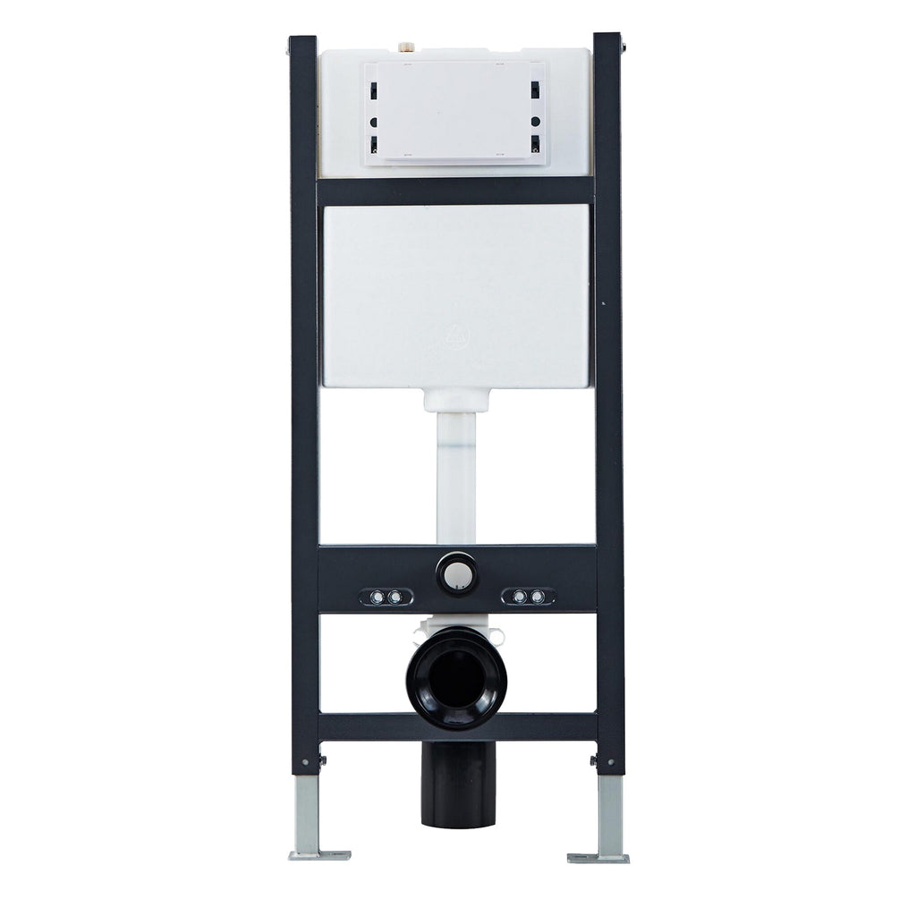 Bubly Bathrooms™ White Rimless Wall Hung Toilet with Soft-Close Slimline Seat & Concealed Cistern - Black Dual Flush