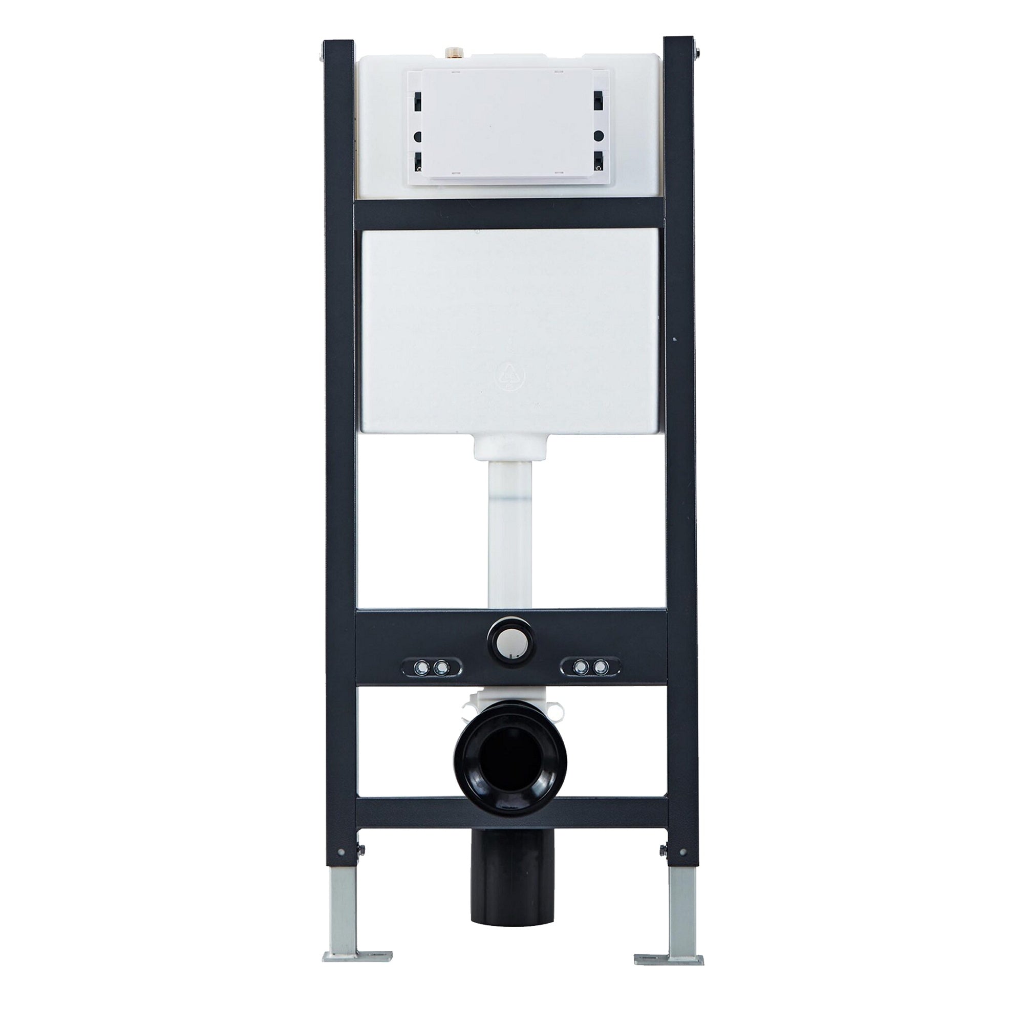 Bubly Bathrooms White Rimless Square Wall-Hung Toilet Set with Soft-Close Seat & 1.13m Concealed Cistern Frame, Gunmetal Flush