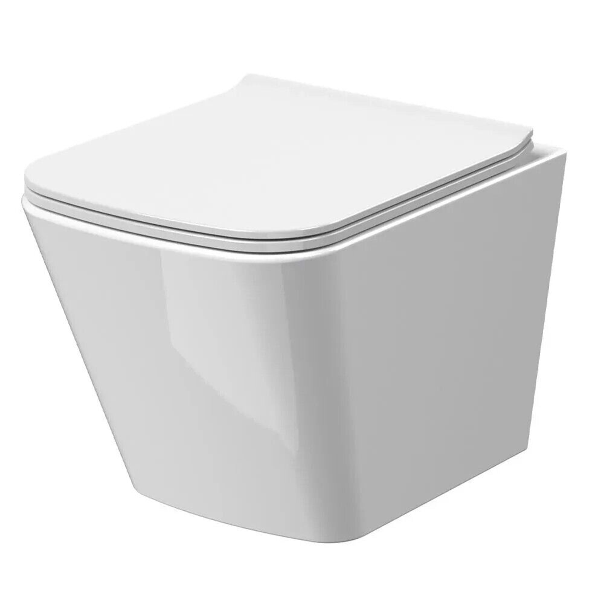 Bubly Bathrooms™ White Rimless Square Wall Hung Toilet Set with 1.13m Concealed Cistern Frame & Gunmetal Button