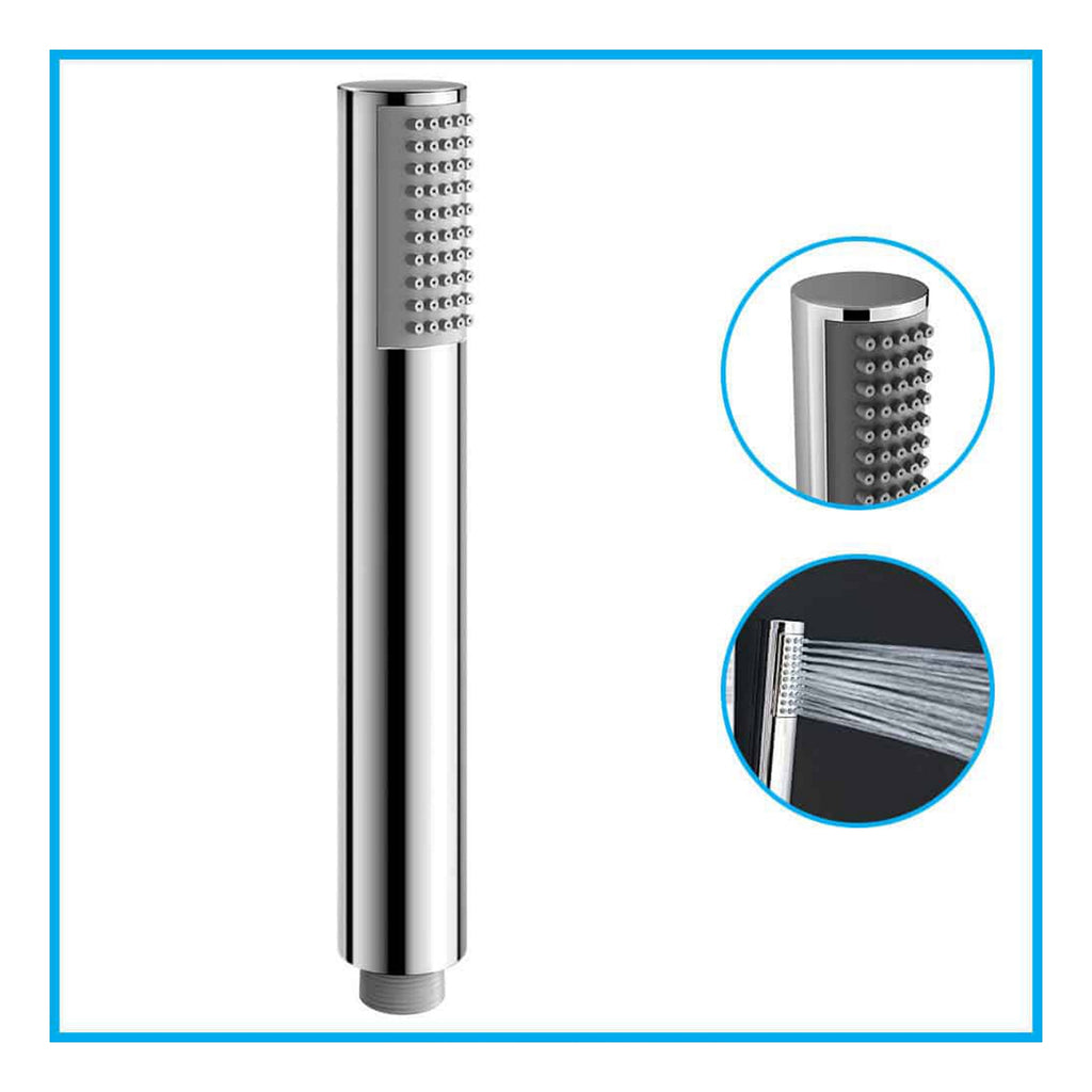 FNX Bathrooms Chrome Minimalist Pencil Shower Head Handset, Universal Fit & Anti-Limescale