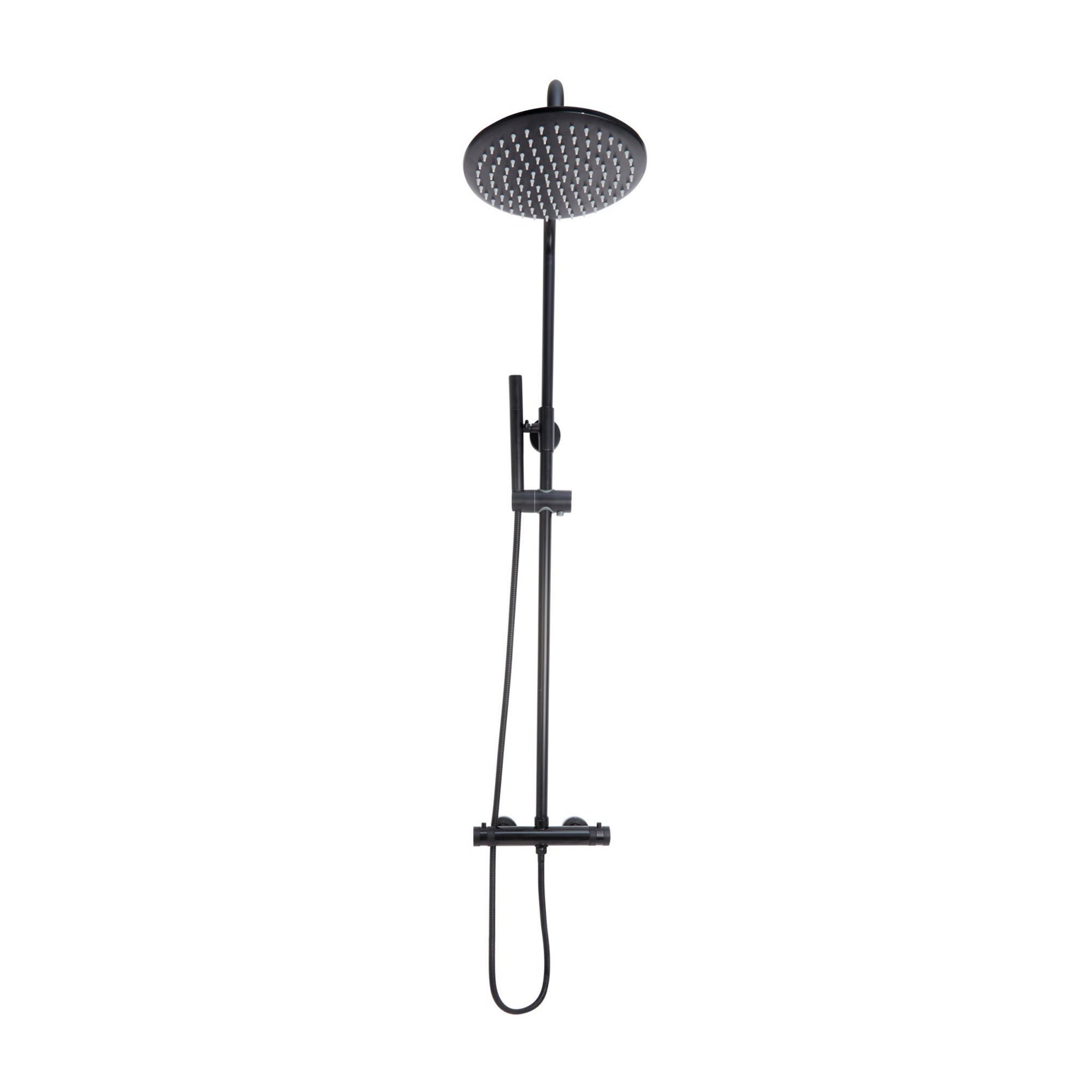 FNX Bathrooms Thermostatic Matt Black Shower, Basin Tap & Bath Filler Set with Waste