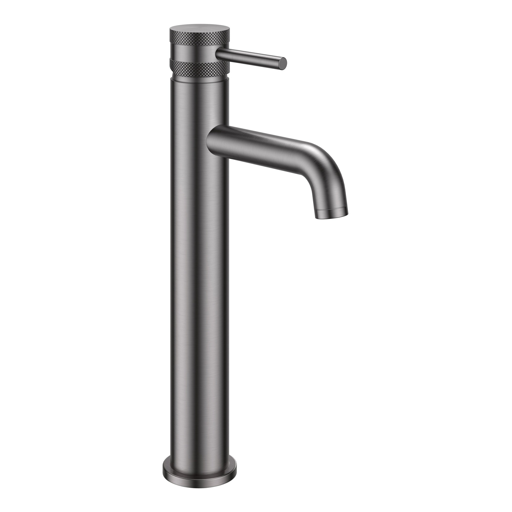 Sleek Gun Metal Tall Basin Mono Mixer Tap - Solid Brass Deck-Mounted Faucet with Dual Handles